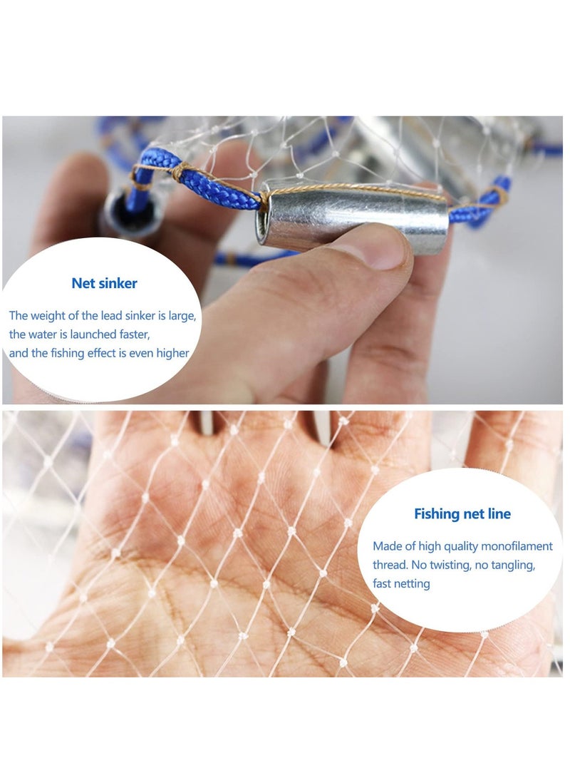 Generic Fishing Net Nylon Monofilament American Style Cast Net Outdoor Hand Throw Fishing Mesh with Heavy Duty Weights for Bait Trap Fish  - Image 5
