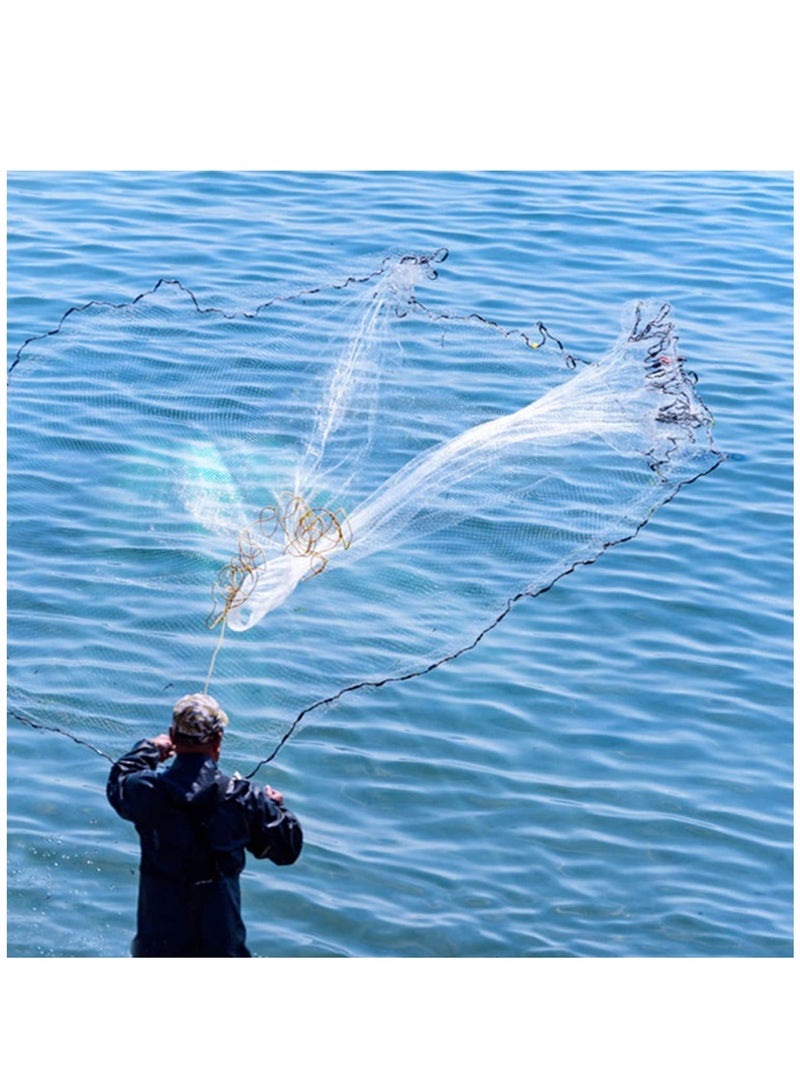 Generic Fishing Net Nylon Monofilament American Style Cast Net Outdoor Hand Throw Fishing Mesh with Heavy Duty Weights for Bait Trap Fish  - Image 4