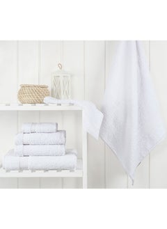 Safi Plus Towel Set Luxury Hotel Quality 500 GSM Genuine Combed Cotton, Super Soft & Absorbent Family Bath Towels 6 Piece Set -  2 Bath Towels, 2 Hand Towels, 2 Washcloths - Bright White  - Image 2