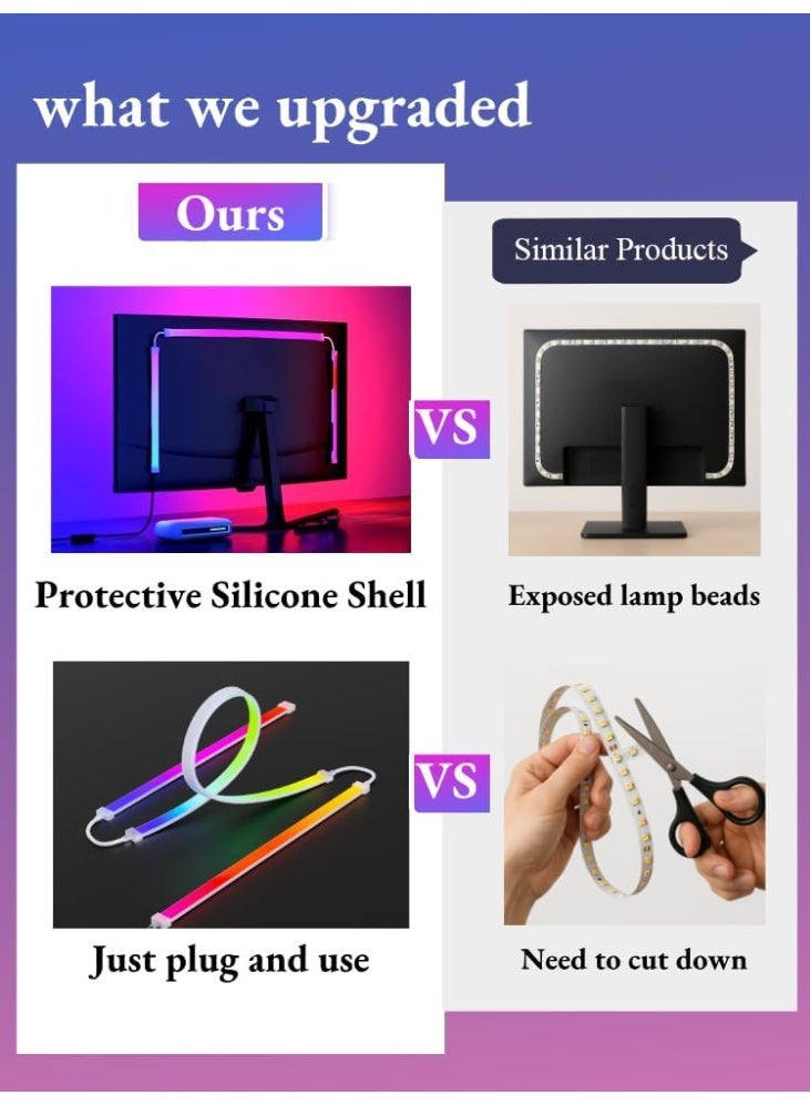 ALAMAREQ LED Strip, DIY RGBIC LED Strip, Light Strip, PC Backlight with Screen Colour, Sync USB LED Lighting (for 24-32 Inch PC Monitor) - Image 5