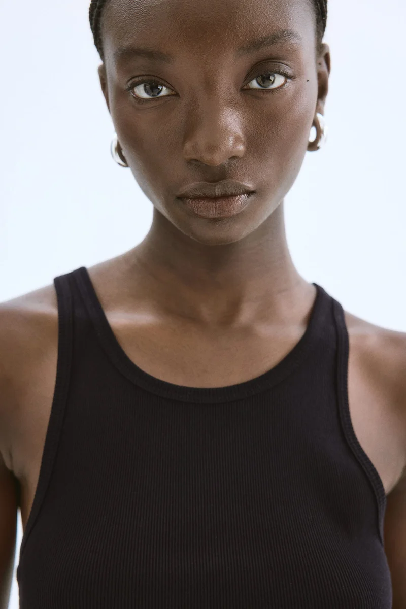 H&M Ribbed silk-blend vest top
