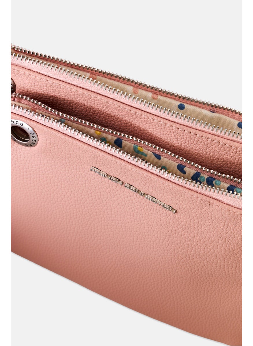 French Connection Women Brand Logo Lara Pebble Double Slim Pouches, Bridal Rose  - Image 3