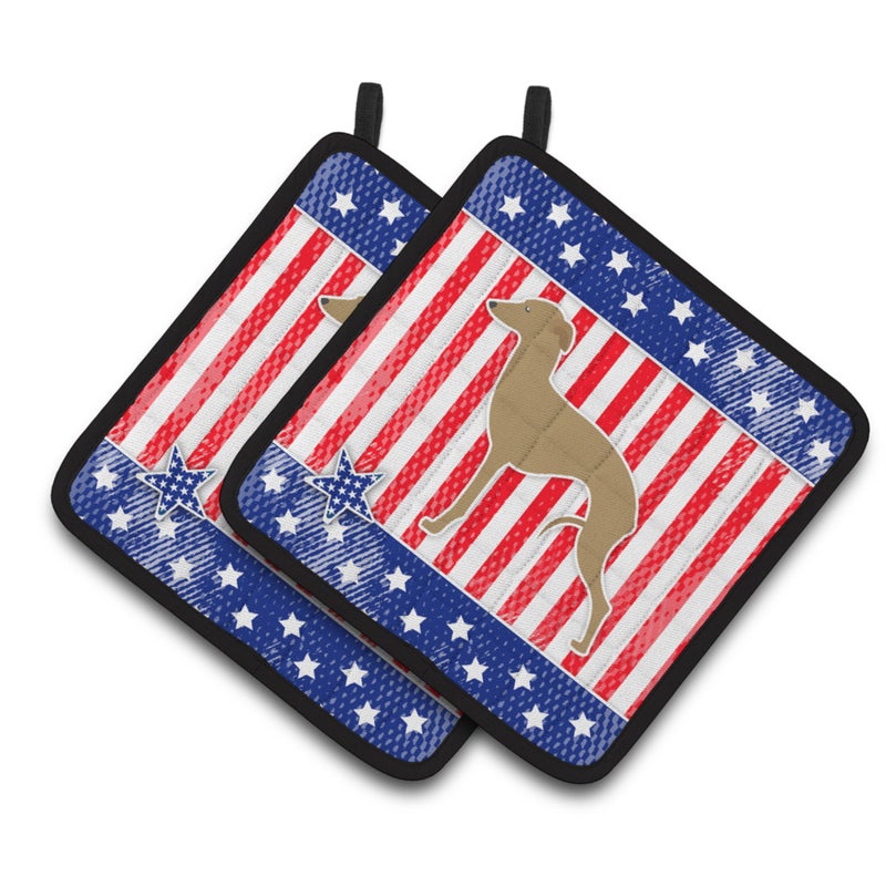 Caroline's Treasures ""Caroline's Treasures USA Patriotic Italian Greyhound Pair of Pot Holders BB3314PTHD  7.5HX7.5W  Multicolor"" 