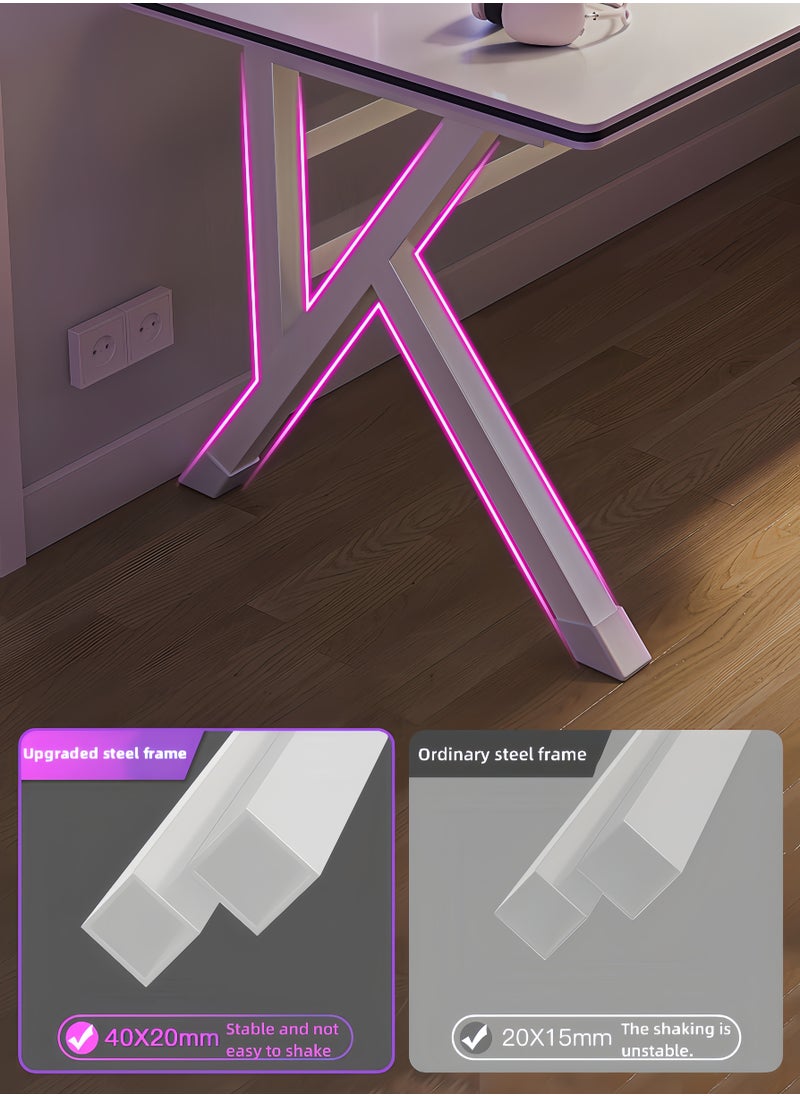 OHAHO - K Shaped Gaming Desk 140cm Computer Table Home Office Computer Desk Table Large Desktop Easy to assemble - Image 1