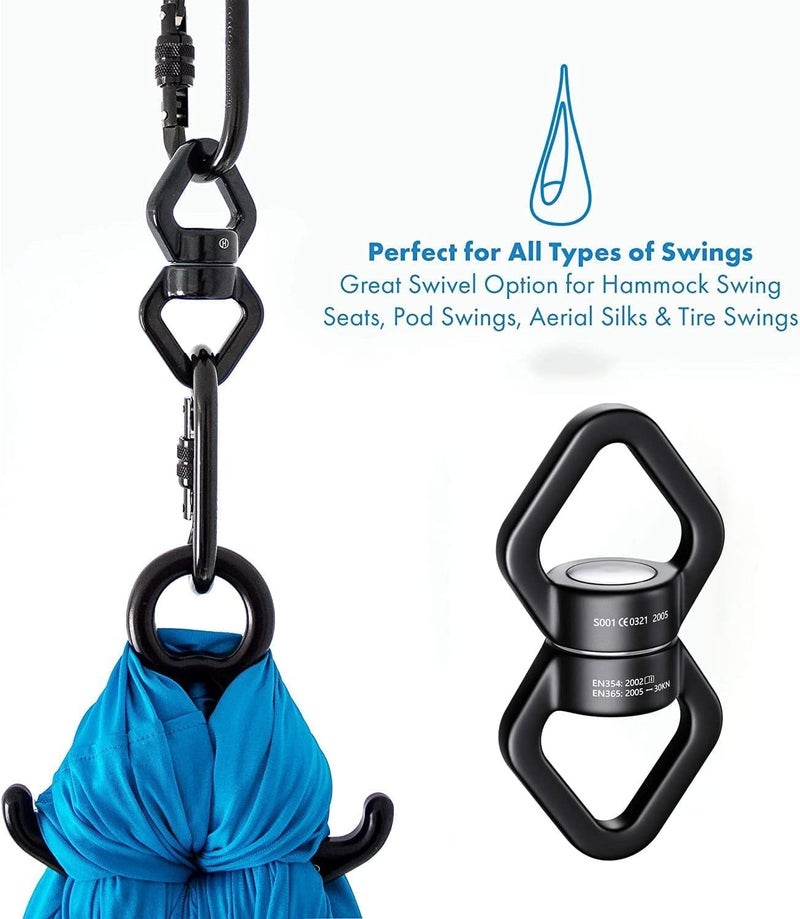 TERRIFI Swing Swivel (30 KN, 6744lbs Rated Breaking Point) Safest Rotational Device Hanging Accessory for Web Tree Swing, Aerial Dance, Swing Spinner Hanger, Rock Climbing, Hanging Hammocks - Image 4