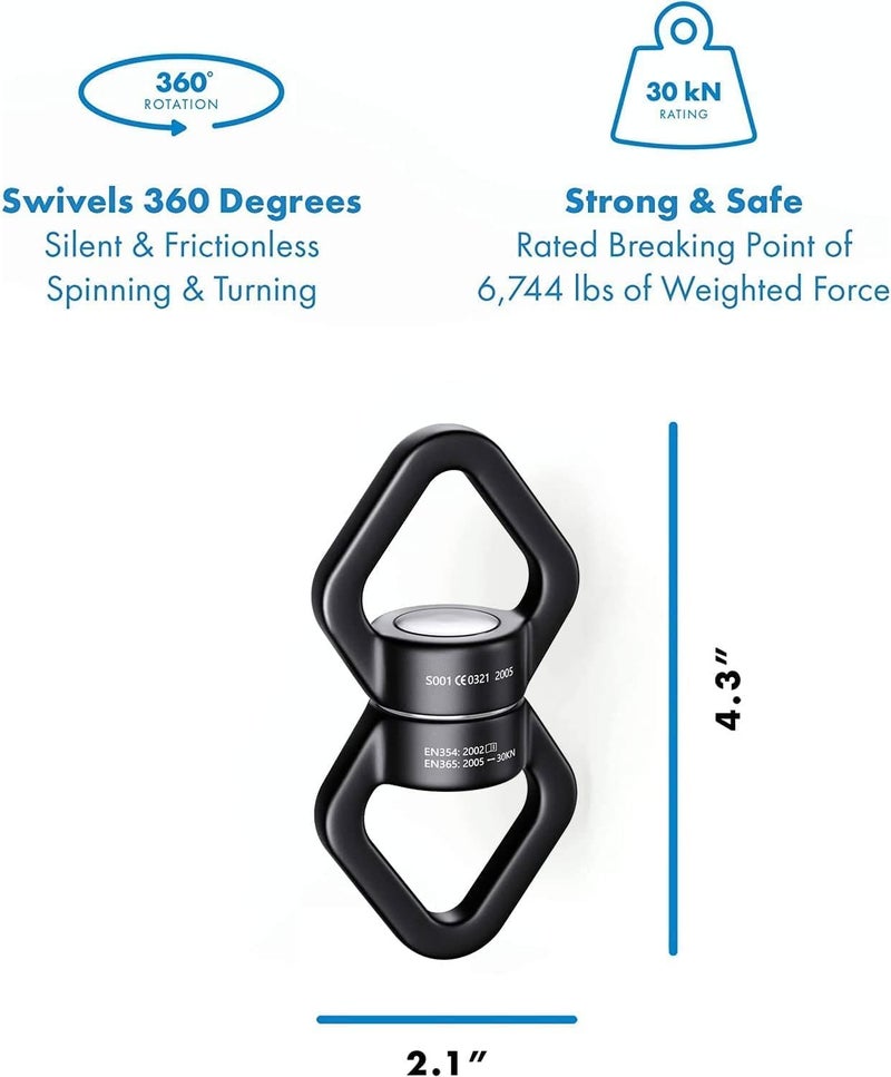 TERRIFI Swing Swivel (30 KN, 6744lbs Rated Breaking Point) Safest Rotational Device Hanging Accessory for Web Tree Swing, Aerial Dance, Swing Spinner Hanger, Rock Climbing, Hanging Hammocks - Image 3