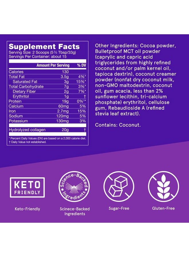 Bulletproof Chocolate Collagen Protein Powder with MCT Oil, 19g Protein, 17.6 Oz, Collagen Peptides and Amino Acids for Healthy Skin, Bones and Joints - Image 2