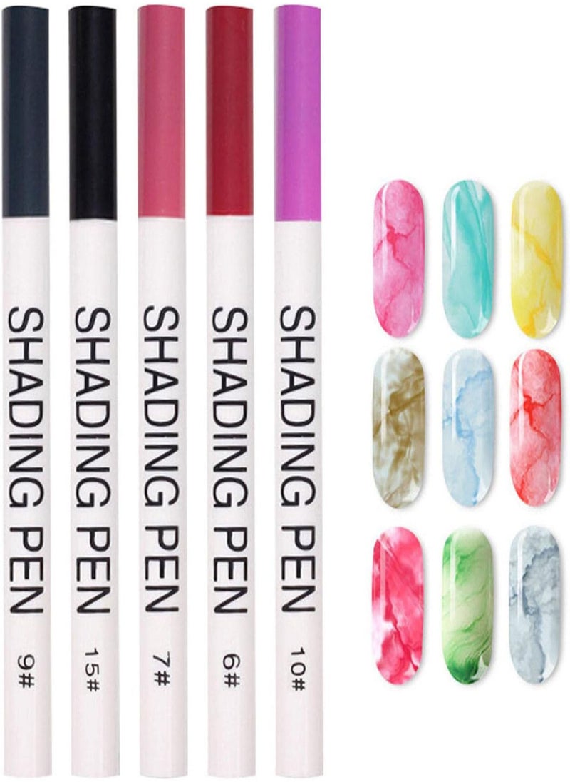 GGOOT - 5 Pcs Nail Art Pen Gel | Smudge Pen For Nail, Nail Art Pens In 15 Vibrant Colors, Step Nail Polish Pen For Nail Art DIY Drawing, Polish Marker Pen No Base And Top Coat No UV LED Needed - Image 1