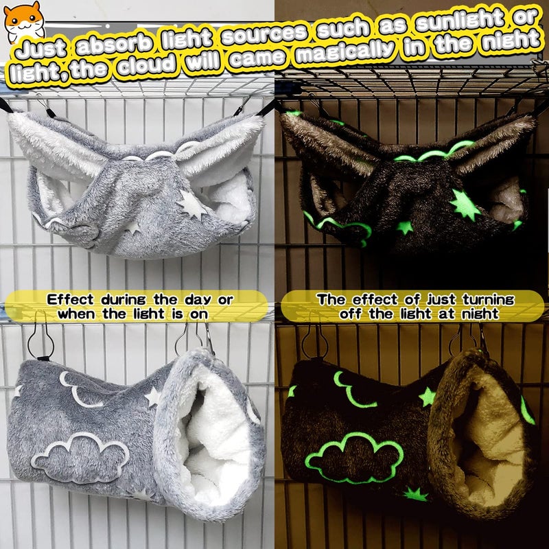 LEFTSTARER Noctilucent Luminous Guinea Pig Rat Hammock Bunkbed Hanging Tunnel and Soft Bed Mat for Ferret Hedgehog Squirrel Hideout Cage Accessories (1.Tunnel and Bunkbed Hammock) - Image 3
