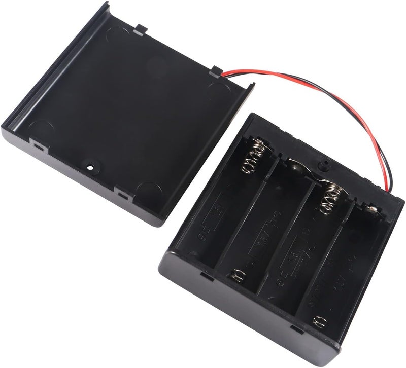 AITIAO 4Pcs 4 Slots 1.5V AA Battery Case Holder 4 x 1.5V AA Battery Spring Clip Storage Box with Wire and ON/Off Switch - Image 2