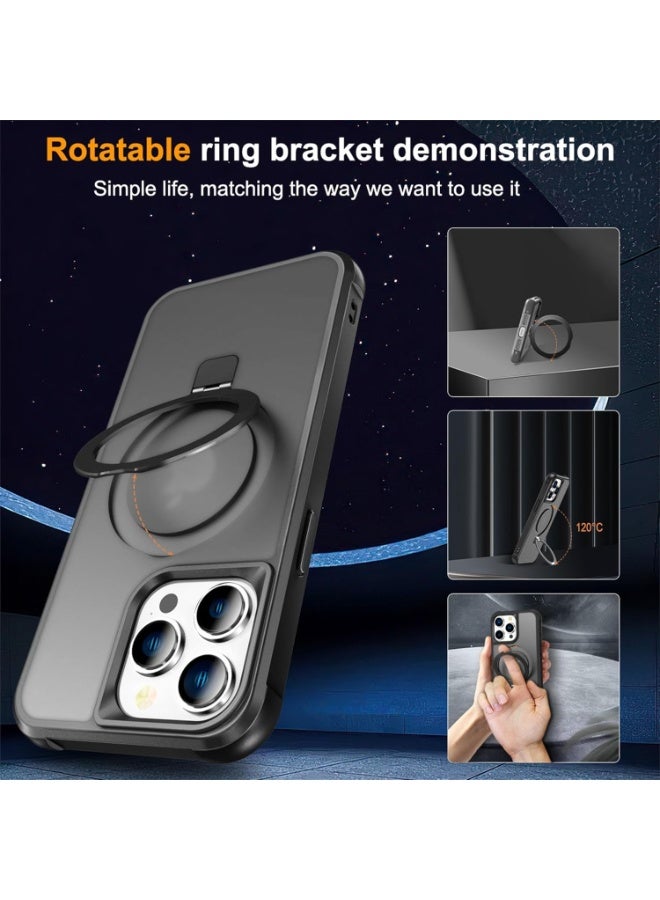 جراب متوافق مع iPhone 14 Pro Max مع حامل مغناطيسي غير مرئي، جراب شفاف بدرجة عسكرية لهاتف iPhone 14 ProMax مقاس 6.7 بوصة [متوافق مع Mag-Safe] [شعور قبضة رائع]، أسود - Image 4