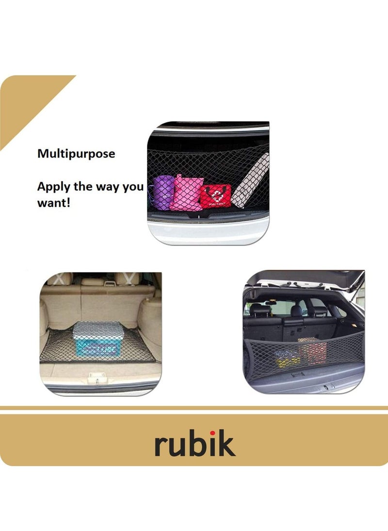 Rubik - Car SUV Trunk Cargo Net Storage Organizer Wall (105x50cm) Fit For Toyota Land Cruiser Prado RAV4 Toyota Sequoia FJ Cruiser Fortuner Crolly Camry Yaris - Image 1