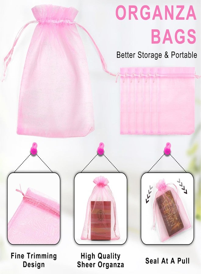ANZNKU 50 Pack Pink Organza Bags 4 x 6 inch, Premium Mesh Bag Drawstring for Candy Jewelry, Small Organza Gift Bags for Baby Shower Wedding Birthday Party Favor, Cute Goodie Bag for Easter Gifts - Image 4