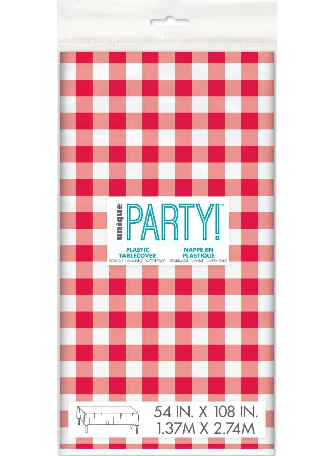 Unique غطاء طاولة بنمط قماش غينغهام الأحمر - Image 3