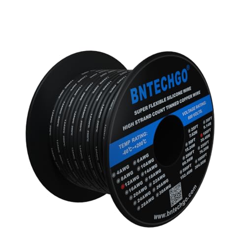 BNTECHGO 12 Gauge Silicone Wire Spool 100 ft Black Flexible 12 AWG Stranded Tinned Copper Wire - Image 2