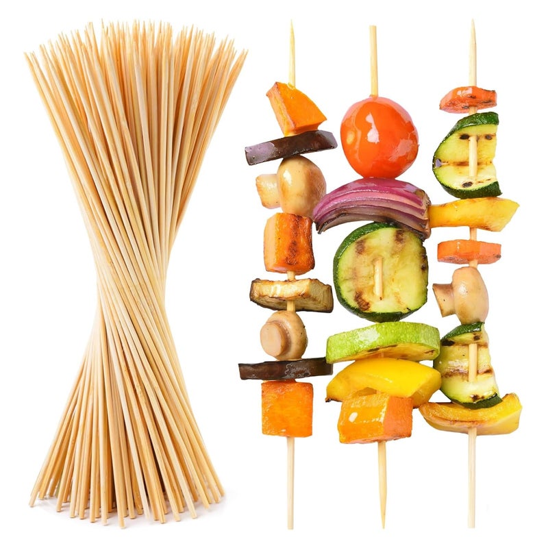 Prestee 100 Pack Bamboo Skewers for Grilling BBQ Kabobs Crafts  Outdoor Parties 10inch Brown Wooden Skewers for Crafts Kabob Sticks Skewer Sticks Variety Size Shish Kebobs  Fruit Crafting