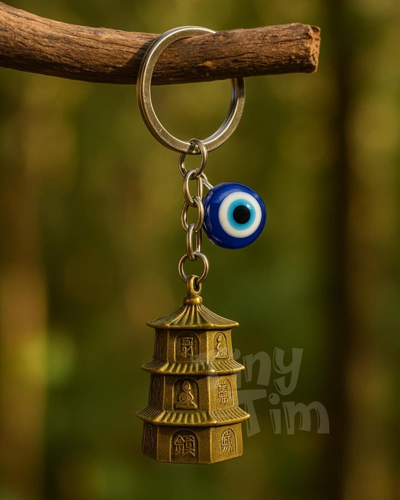Tiny Tim Store Guardian Bell with Evil Eye Charm – Protective Motorcycle & Car Accessory – Tibetan-Inspired Design – Wards Off Negative Energy – Ideal Gift for Bikers & Travelers - Image 5