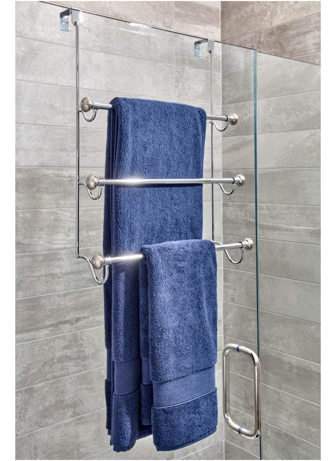 InterDesign - Idesign York Over The Shower Door Towel Rack For Bathroom  1.5  X 7  X 22.8   Chrome Brushed 79150 - Image 1