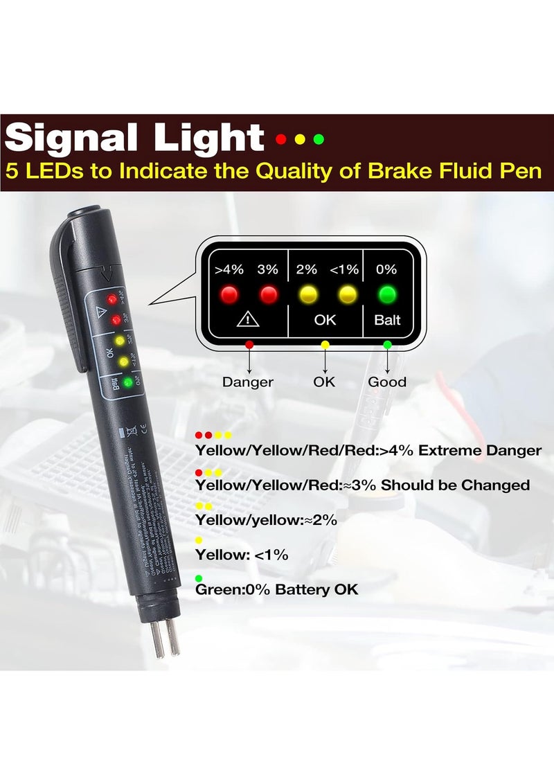 KINGBOLEN Brake Fluid Tester with 5 LED Indicators,DOT 3 DOT 4 DOT 5.1 Brake Fluid Liquid Tester Pen