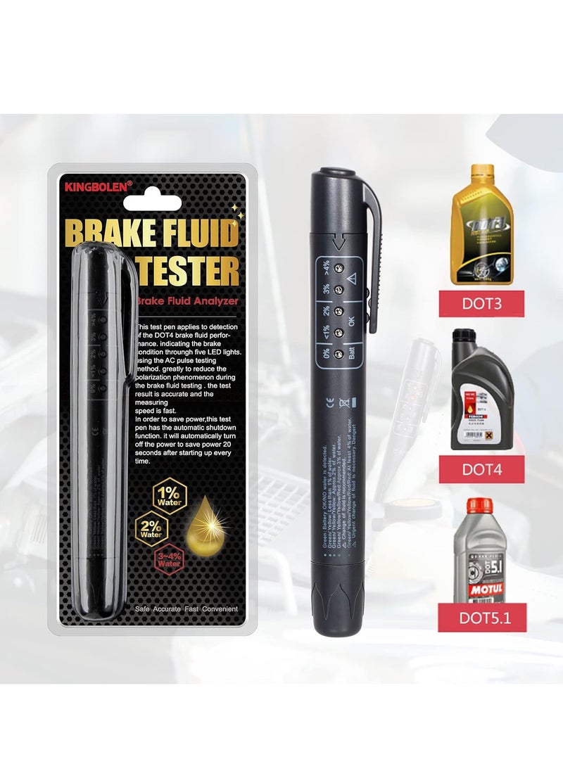 KINGBOLEN Brake Fluid Tester with 5 LED Indicators,DOT 3 DOT 4 DOT 5.1 Brake Fluid Liquid Tester Pen