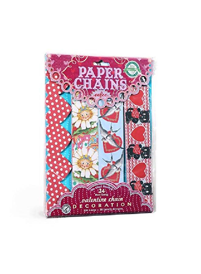 eeboo Valentine Paper Chain 120 Links - Image 1