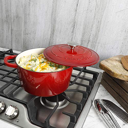 Crock-Pot Crock Pot Artisan 5 Quart Enameled Cast Iron Round Dutch Oven, Red - Image 5