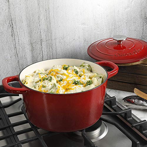 Crock-Pot Crock Pot Artisan 5 Quart Enameled Cast Iron Round Dutch Oven, Red - Image 4