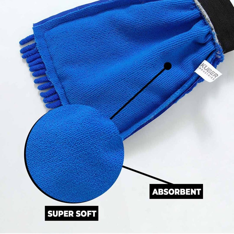 Kuber Industries Kuber Industries Chenille Dry Mitt Gloves|Multi-Purpose Gloves For Kitchen, Home & Laptop Cleaning|Lint & Scratch Free|Super Absorbent|Blue - Image 5