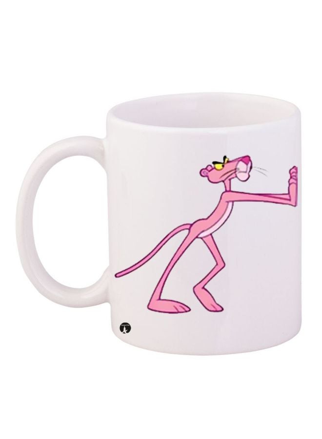 The Pink Panther Printed Coffee Mug White/Pink/Yellow 11ounce