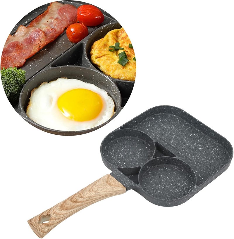 BROCCOLIN 3-Hole Non-Stick Fried Egg & Pancake Pan – Black Omelette & Breakfast Griddle, Induction & Gas Compatible (3-Hole Non-Stick Fried Egg) - Image 1