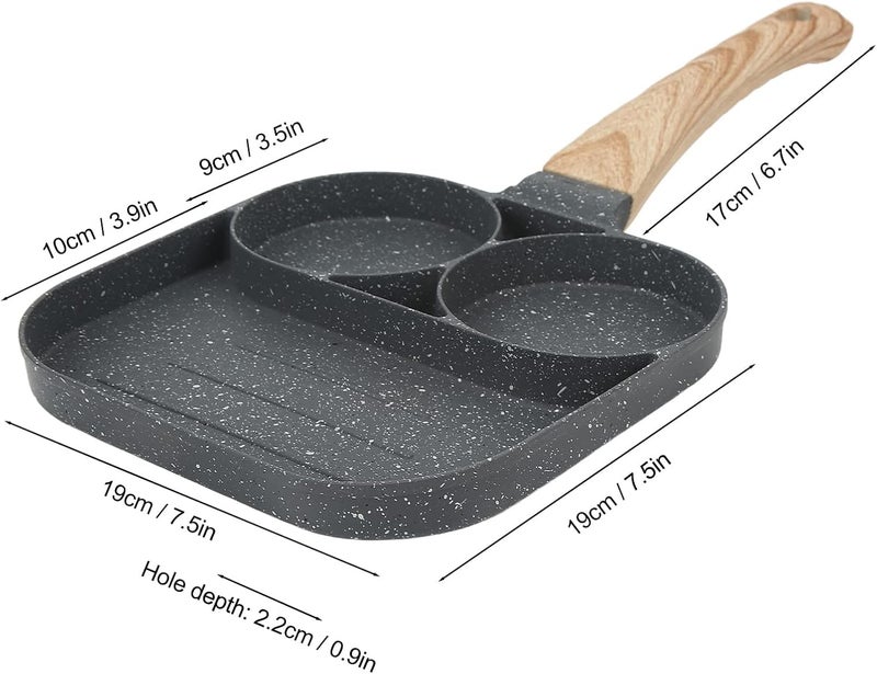 BROCCOLIN 3-Hole Non-Stick Fried Egg & Pancake Pan – Black Omelette & Breakfast Griddle, Induction & Gas Compatible (3-Hole Non-Stick Fried Egg) - Image 3