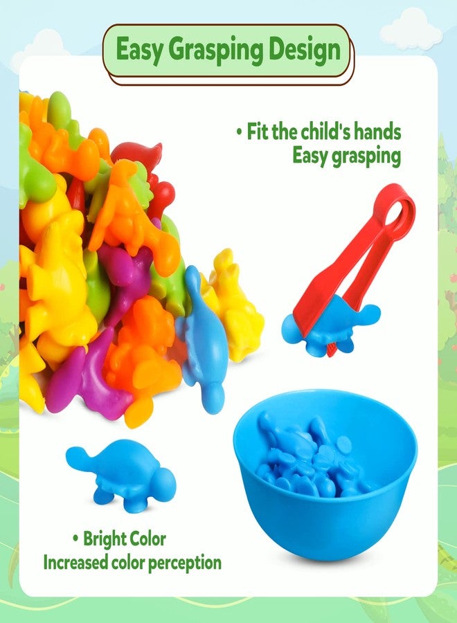kizh Counting Dinosaurs Toys Matching Games with Sorting Bowls for Kids Toddler Learning Activities Preschool Must Have Manipulatives Montessori Fine Motor Skills Toys Age 3 4 5 Years (Dinosaurs) - Image 5
