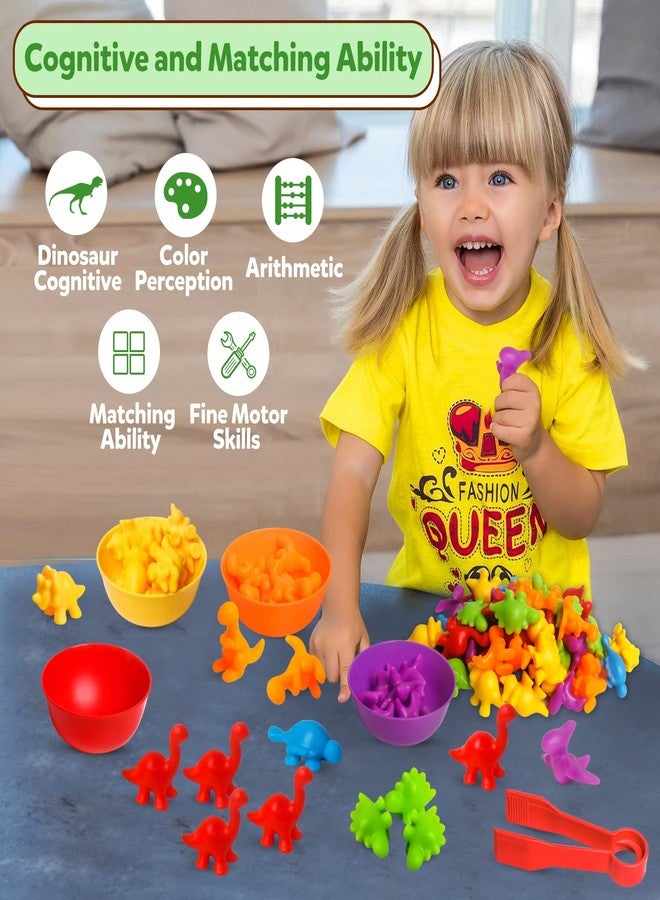 kizh Counting Dinosaurs Toys Matching Games with Sorting Bowls for Kids Toddler Learning Activities Preschool Must Have Manipulatives Montessori Fine Motor Skills Toys Age 3 4 5 Years (Dinosaurs) - Image 4