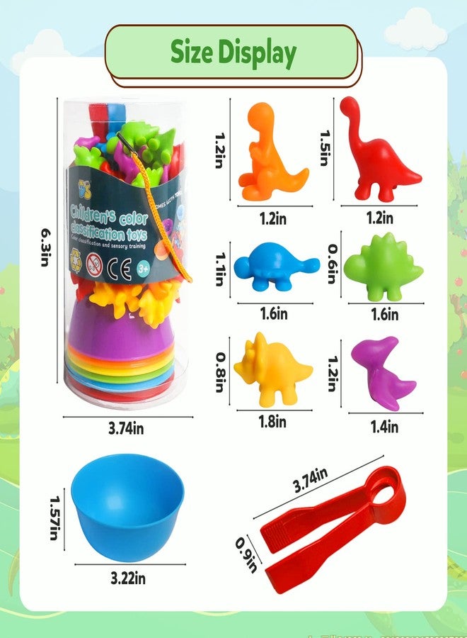 kizh Counting Dinosaurs Toys Matching Games with Sorting Bowls for Kids Toddler Learning Activities Preschool Must Have Manipulatives Montessori Fine Motor Skills Toys Age 3 4 5 Years (Dinosaurs) - Image 2