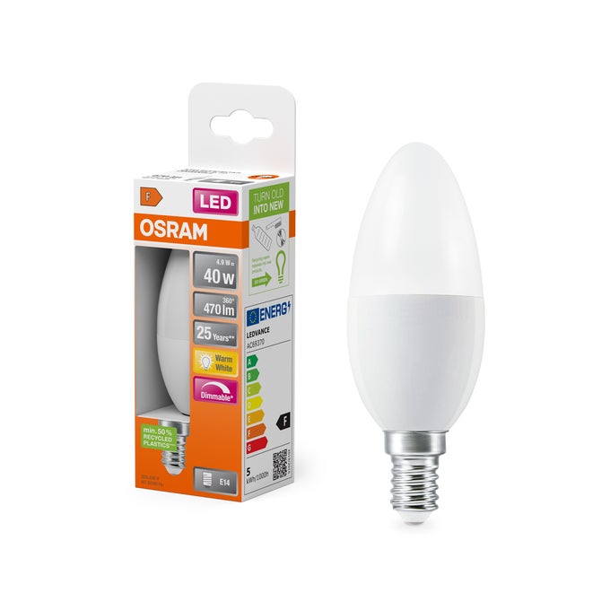 Osram LED Superstar PCR Classic B 4.9W, 827 Frosted E14, Dimmable, Energy Saving, Mercury-Free, Low Heat Output LED Bulb - Image 5