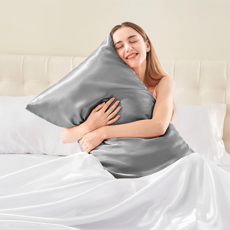 BEDELITE Diverse purchase options Satin Body Pillow Cover, Super Soft and Cooling Body Pillow Pillowcase for Hair and Skin, Breathable Silky Full Long Pillowcase Cover(20"x54", Grey) All-round well-engineered practical build - Image 2