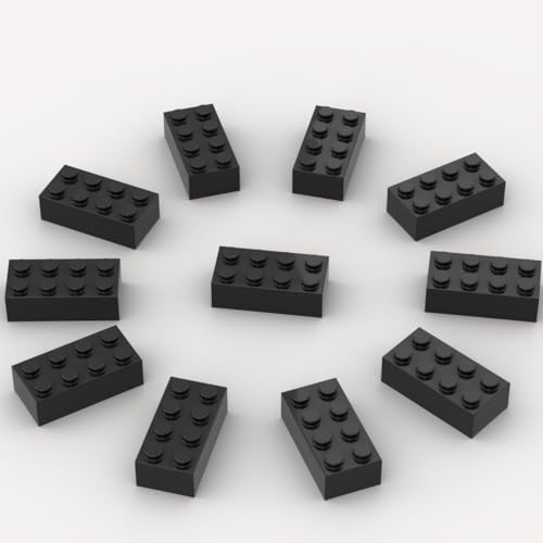 YUJHITP 500 Piece Black Bricks Bulk 2x4 Building Bricks Flat Compatible With Lego Parts and Pieces Color Black - Image 1
