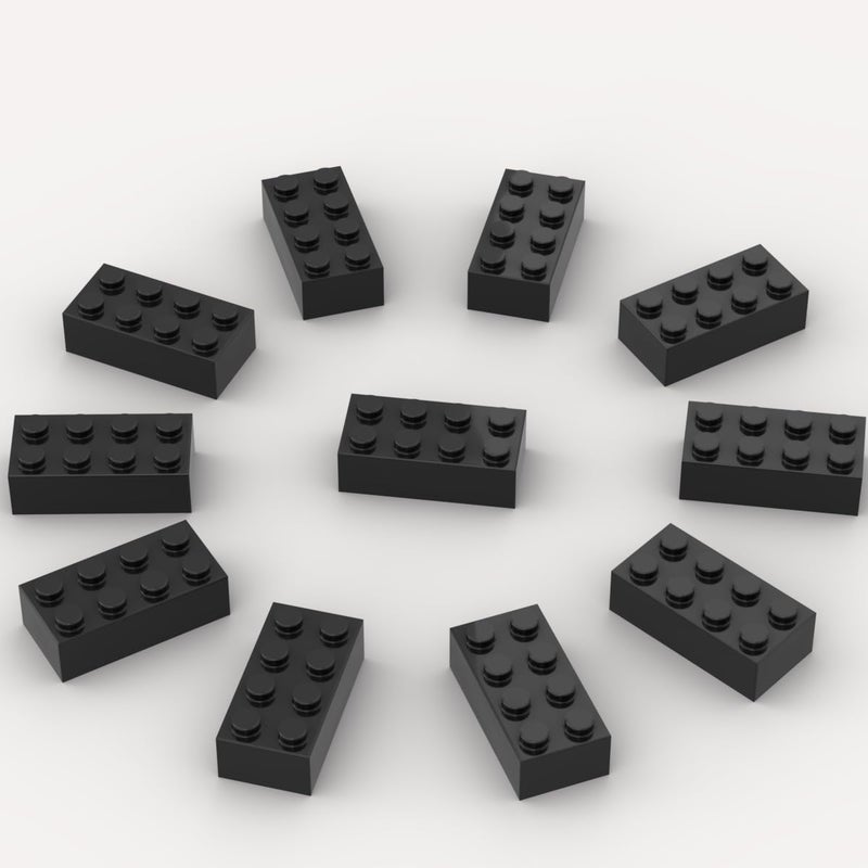 YUJHITP 500 Piece Black Bricks Bulk 2x4 Building Bricks Flat Compatible With Lego Parts and Pieces Color Black - Image 3