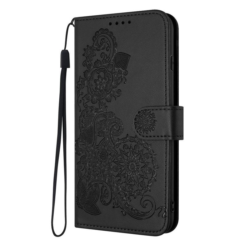 HuHa Case Cover For Motorola Edge 60 Pro Datura Flower Embossed Flip Leather Phone Case(Black) - Image 3