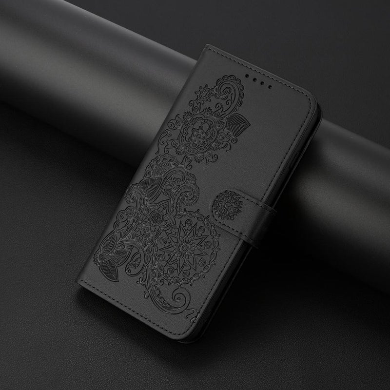 HuHa Case Cover For Motorola Edge 60 Pro Datura Flower Embossed Flip Leather Phone Case(Black) - Image 2