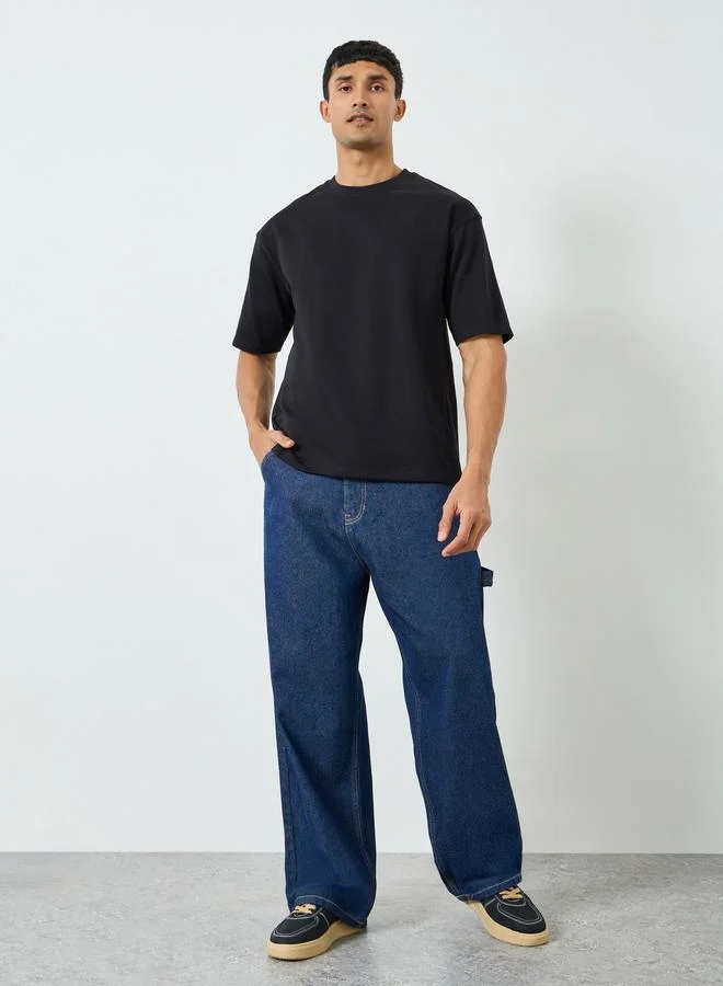 Styli Men Mid-Rise Carpenter Baggy Jeans