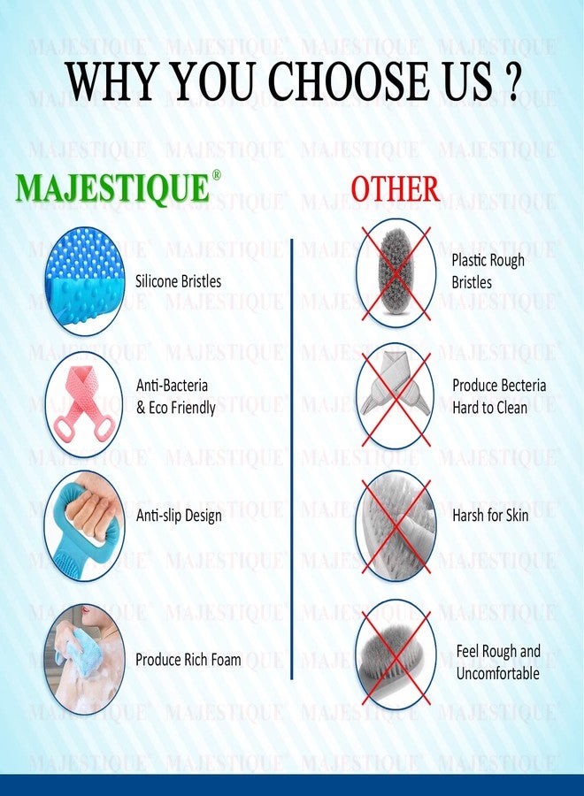 Majestique Silicone Body Back Scrubber Belt - BPA-Free, Skin-Friendly Exfoliating Bath Brush for Men, Women & Kids - Deep Cleansing & Dead Skin Removal (Pack of 1) - Image 5