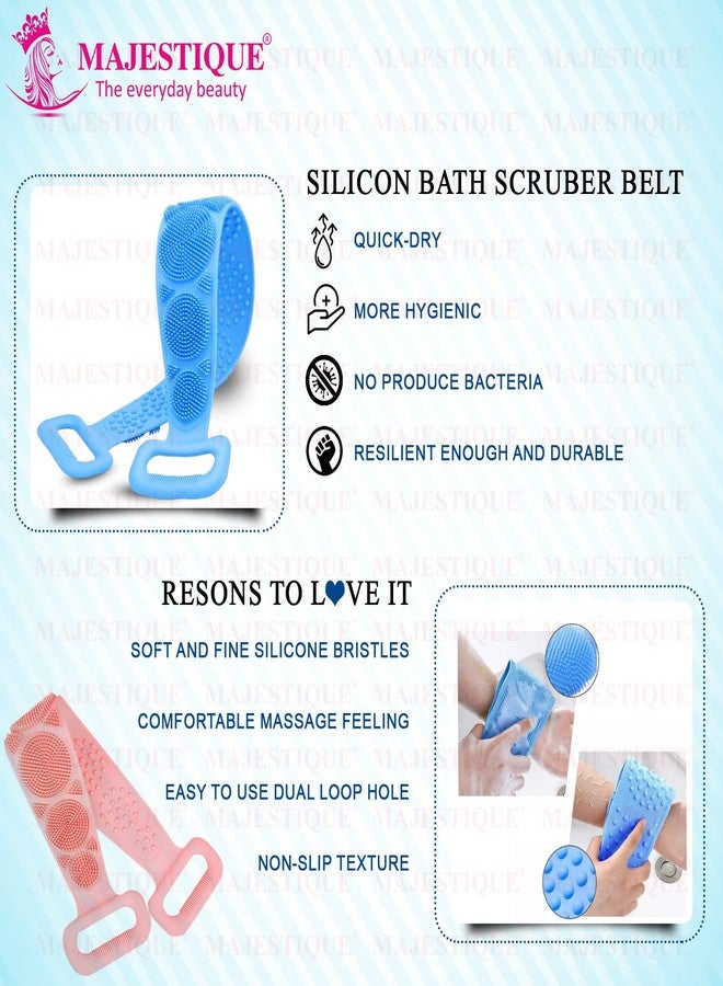 Majestique Silicone Body Back Scrubber Belt - BPA-Free, Skin-Friendly Exfoliating Bath Brush for Men, Women & Kids - Deep Cleansing & Dead Skin Removal (Pack of 1) - Image 3
