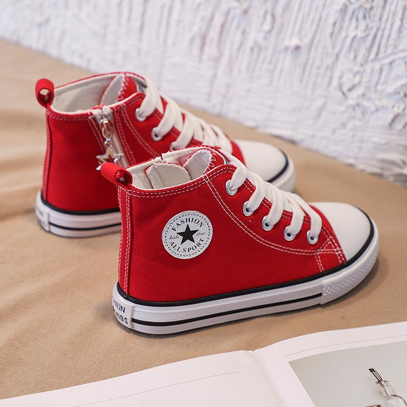 Children'S Shoes, Girls' Canvas Shoes, Models, Baby Shoes, Boys' And Girls' Shoes, Medium And Large Children'S Shoes, Side Zipper High-Top Kids' Shoes - Image 5