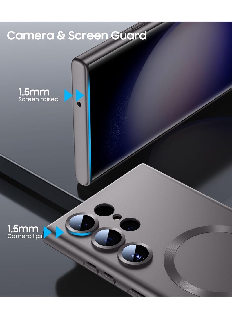 Generic - Slim Soft Silicone Matte Case with Camera Lens Protector With Stable Magnetic Shockproof For Samsung Galaxy S24 Ultra (Grey) - Image 1