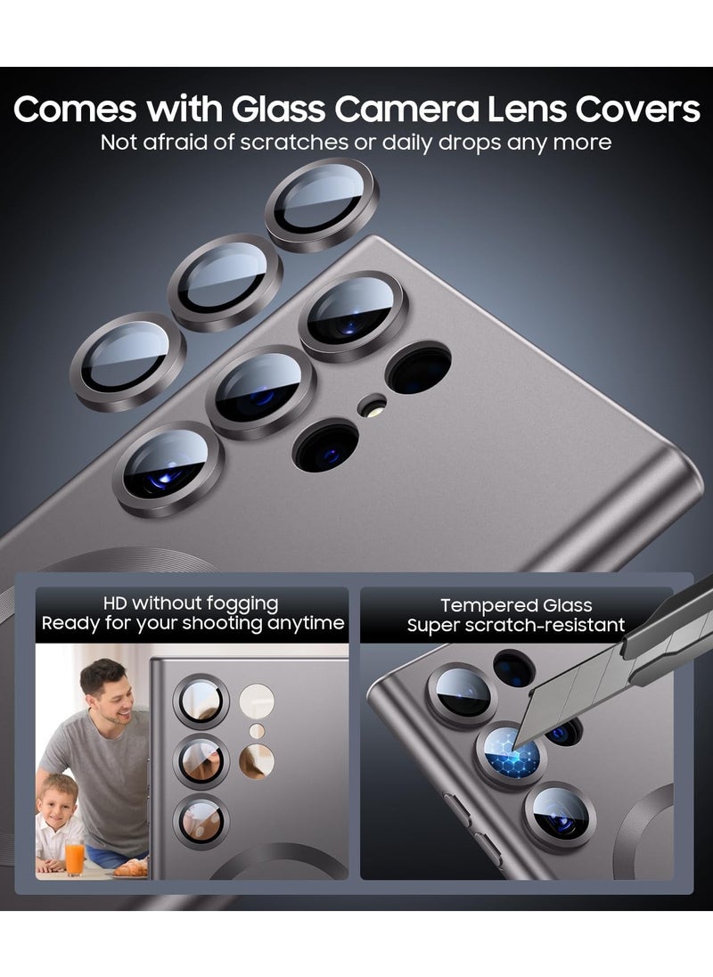 Generic - Slim Soft Silicone Matte Case with Camera Lens Protector With Stable Magnetic Shockproof For Samsung Galaxy S24 Ultra (Grey) - Image 1