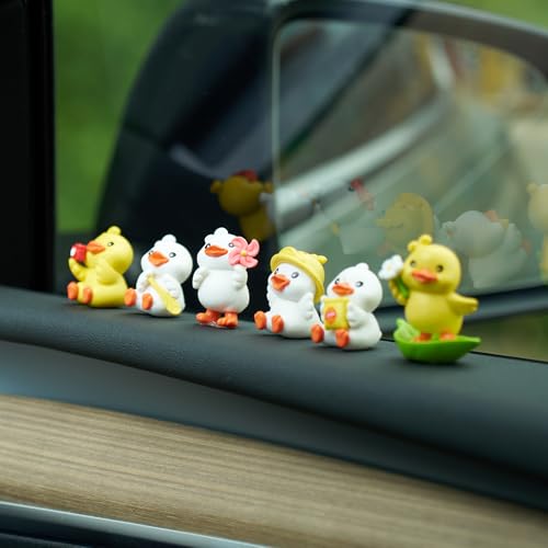 Rislobx Spring Duck Car Dashboard Decorations, 6PCS Cute Yellow Duck Rear View Mirror Ornament for Women Funny Car Interior Accessories - Image 5