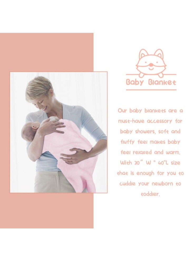 Newborn Gift Sets - Baby Gift Basket for Girls Boys, Unique Baby Shower Gifts Basket Essential Stuff with Baby Lovey Blanket Newborn Bibs Socks Wooden Rattle & Greeting Card (Infant Pink) - Image 4