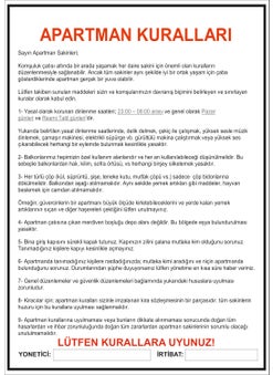 Apartment Rules 30X42 cm PVC Coated Poster
