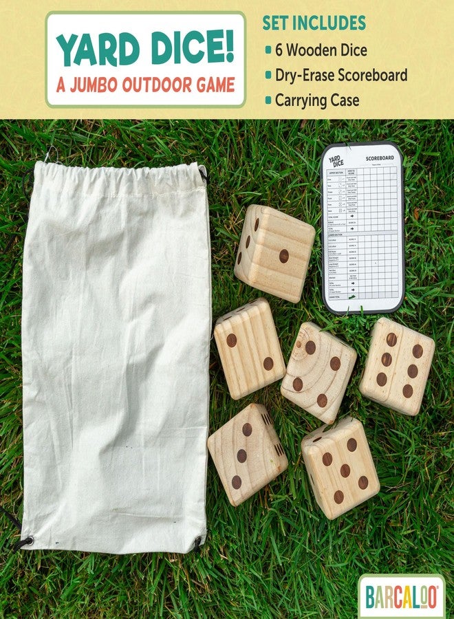 Barcaloo Yardzee Outdoor Family Games, Six 3.5" Giant Wooden Dice Games for Families (Unstained) - Image 2